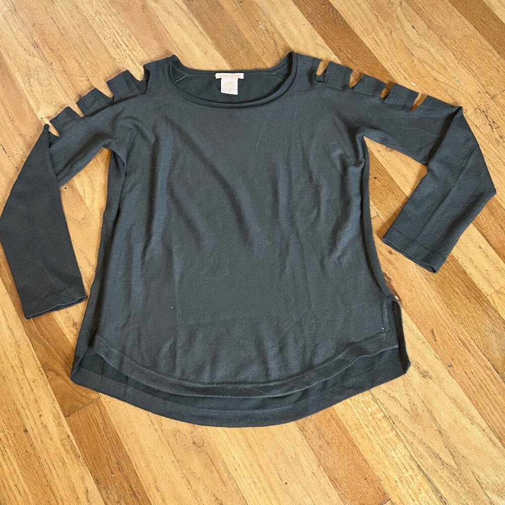 Nordstrom Sweet Romeo Olive Green Pullover Sweater Cutouts L